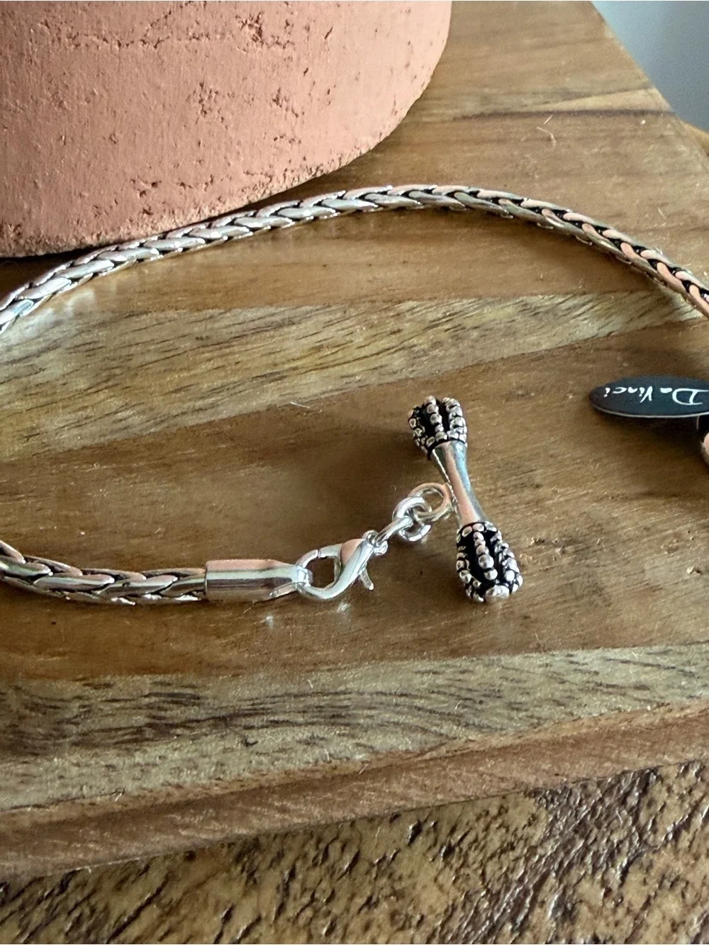 Da Vinci Silver Tone Braided Bracelet for Sliding Charms or Wear Alone Sized